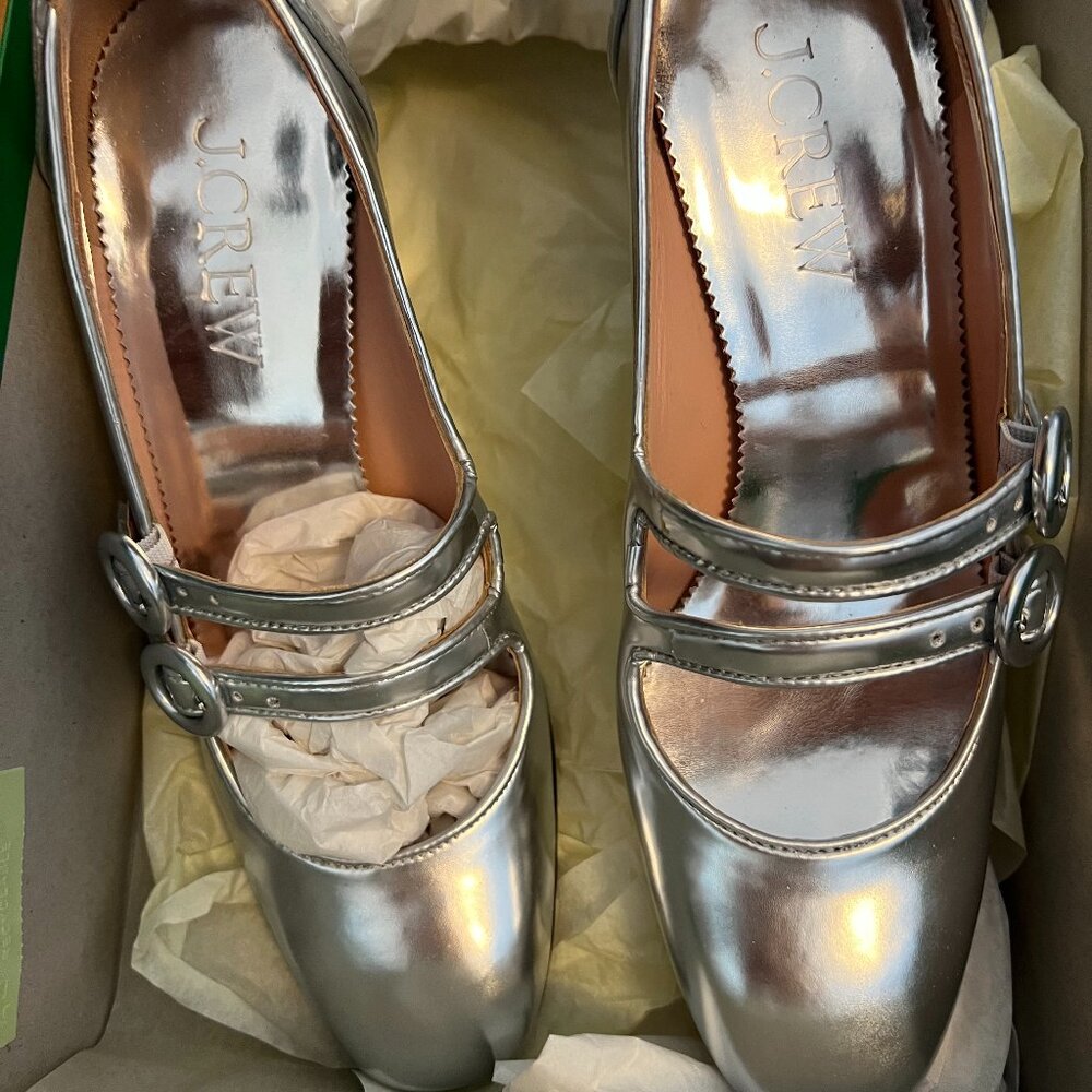 JCREW Metallic Mary Jane Shoes Size 6 NEW